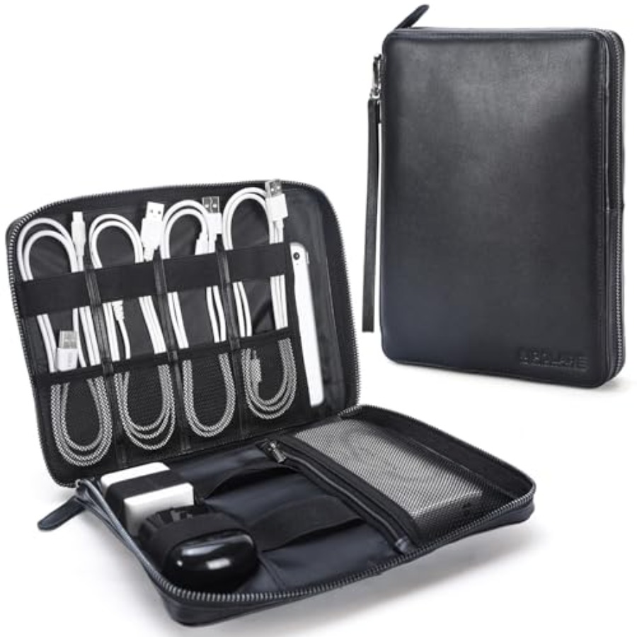 Tech Accessories Travel Case - Polare Full Grain Leather Travel Cable