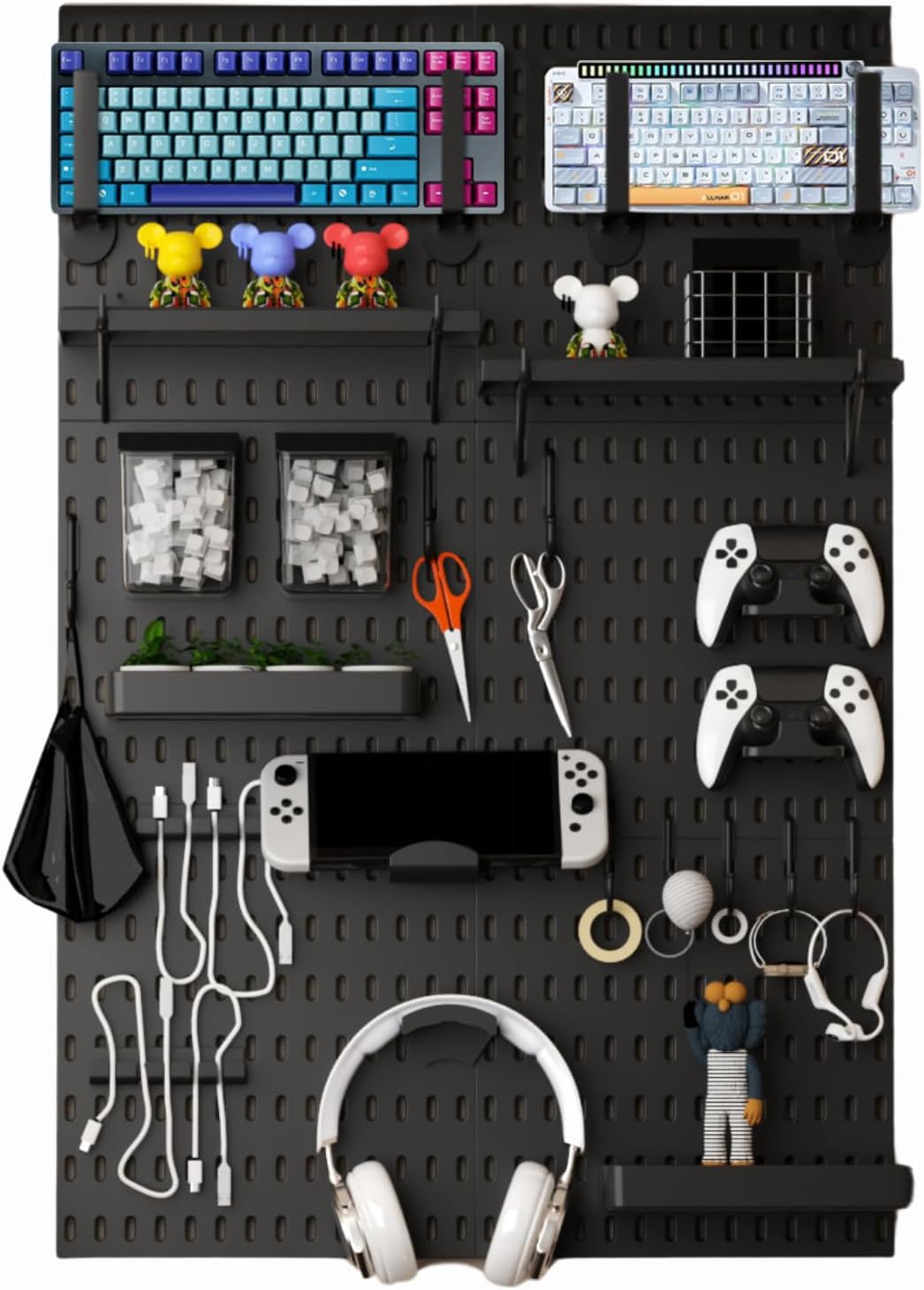Tech Accessories Board - 33x22 Inch Black Peg Board Organizer