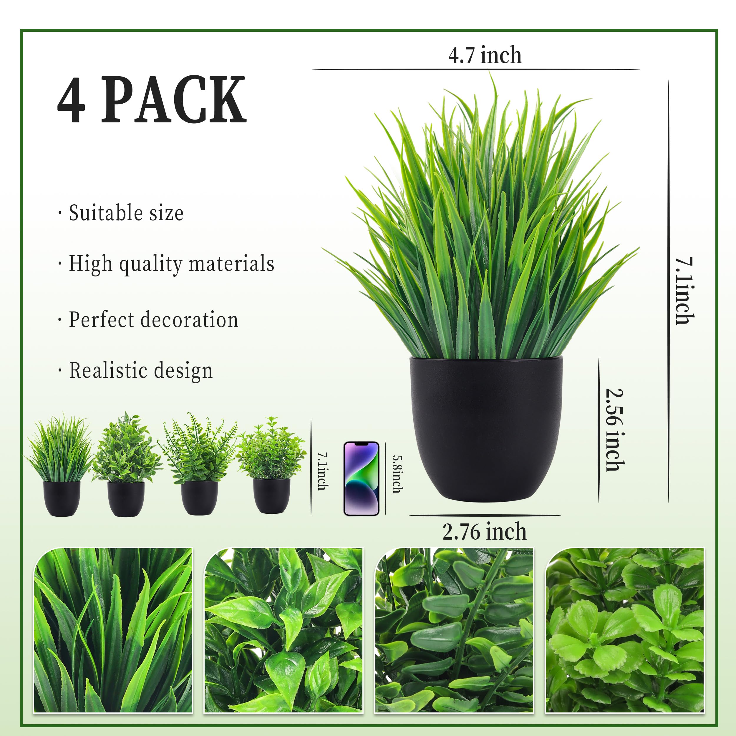 4 Packs Fake Plants Artificial - Tech Accessories For Office Desk 评论和价格