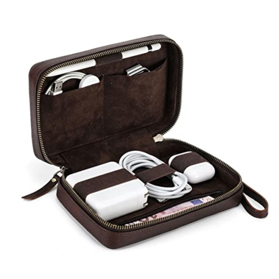 Full Grain Leather Electronic  - Tech Accessories Travel Case 评论和价格