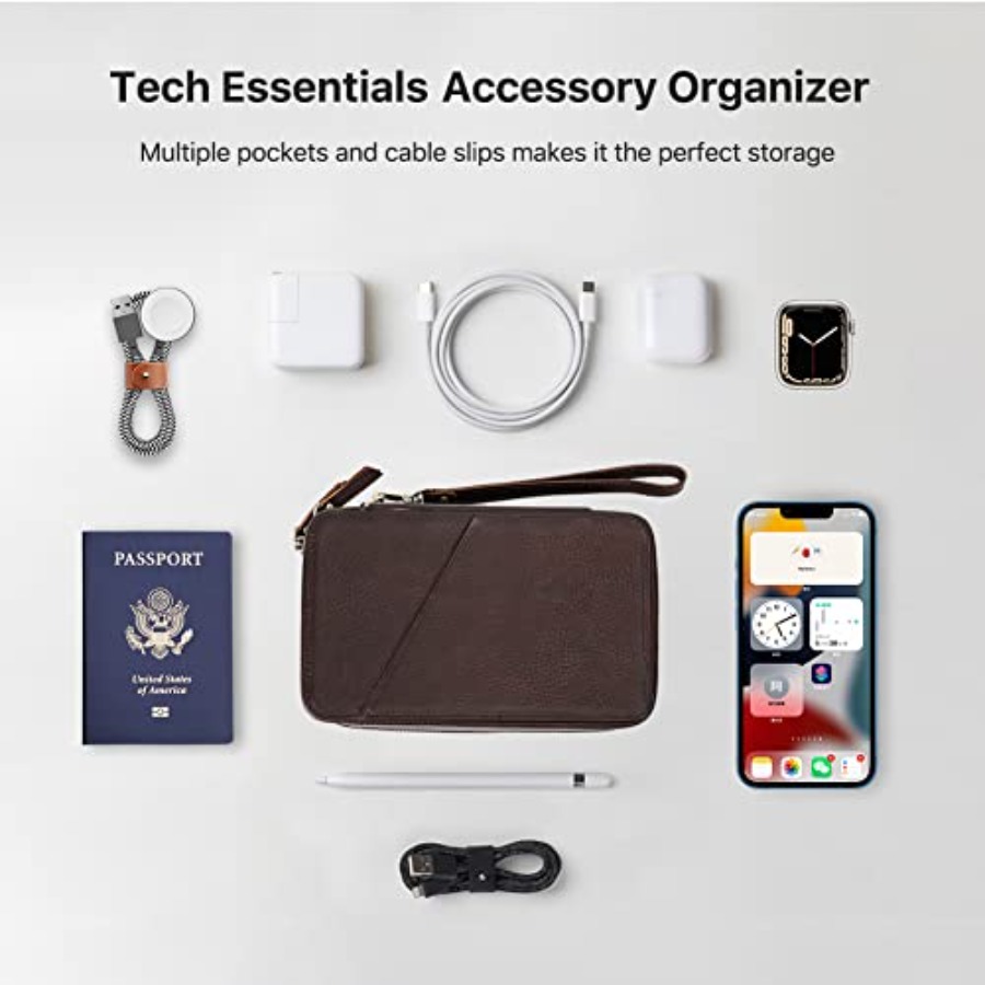Full Grain Leather Electronic  - Tech Accessories Travel Case 评论和价格