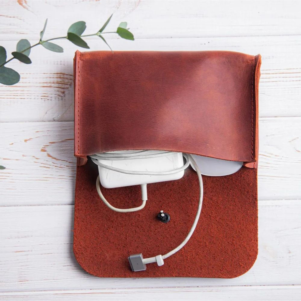 Genuine Leather MacBook Mouse  - Tech Accessories Travel Case 评论和价格