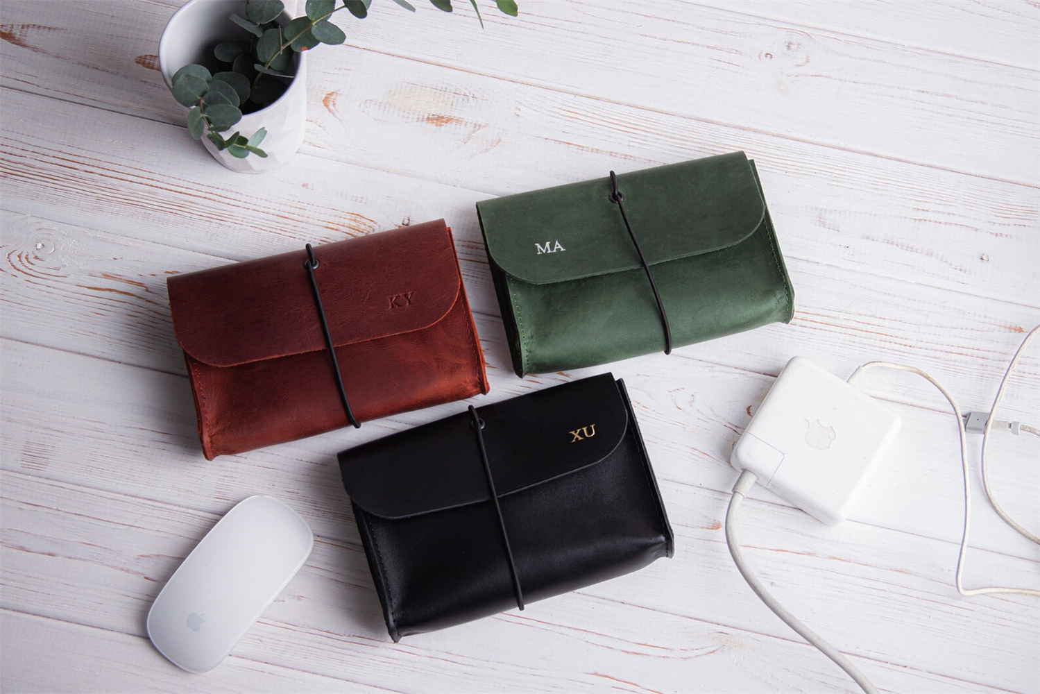 Genuine Leather MacBook Mouse  - Tech Accessories Travel Case 评论和价格
